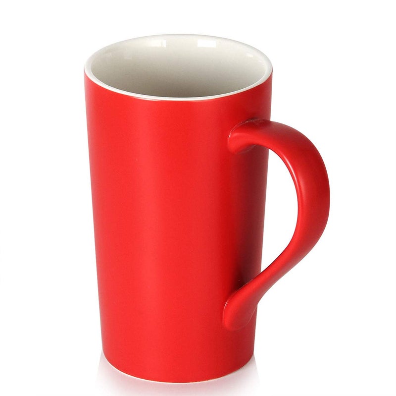 Smilatte 20 oz Large Coffee Mugs, M007 Plain Tall Ceramic Cup with Handle for Dad Men, Set of 2, Christmas Red - Image 4